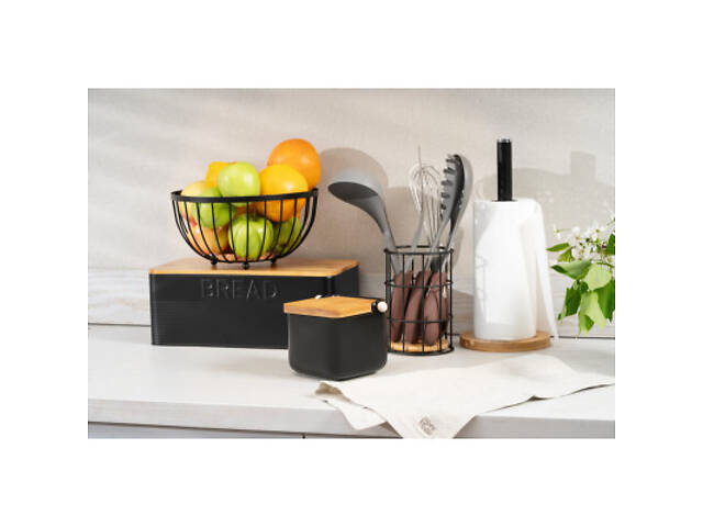 Фруктовница Ardesto Midori 25х25х13см, метал, дерево, чорний (AR0904B) - Фото 6