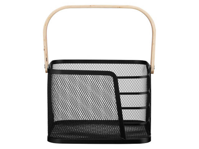 Фруктовница Ardesto Midori з ручкою 24х23.5х16.1см, метал, дерево, чорний (AR0923B) - Фото 3