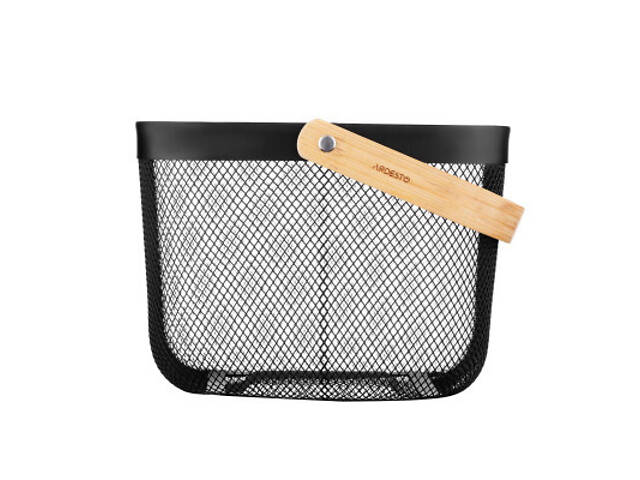 Фруктовница Ardesto Midori з ручкою 25х24.5х18см, метал, дерево, чорний (AR0901B) - Фото 3