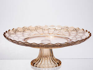 Фруктовниця скляна на ніжці Ø29 (см) кругла ваза цукерниця для фруктів Коричневий 64486-20