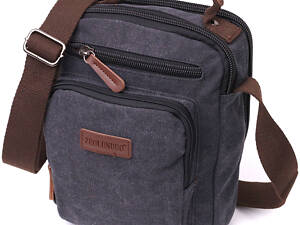 Функциональная вертикальная сумка для мужчин из текстиля Vintage 22237 Черный