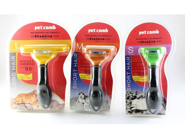 Фурмінатор з кнопкою Pet Comb 10 см (розмір L) для розчісування шерсті котів та собак - Фото 9