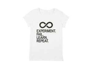 Футболка женская 'Experiment Fail Learn Repeat', Белый, XXL, английский