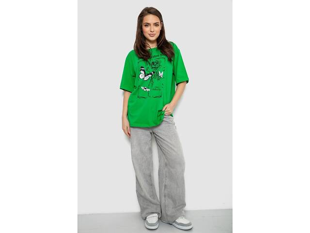 Футболка жіноча з принтом, колір зелений, 244R2009 - Фото 2
