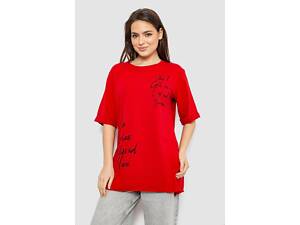 Футболка жіноча з принтом 0, колір червоний, 244R1024-1