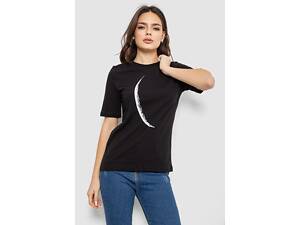 Футболка жіноча з принтом, колір чорний, 241R1830