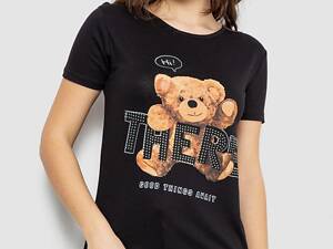 Футболка жіноча з принтом, колір чорний, 244R509