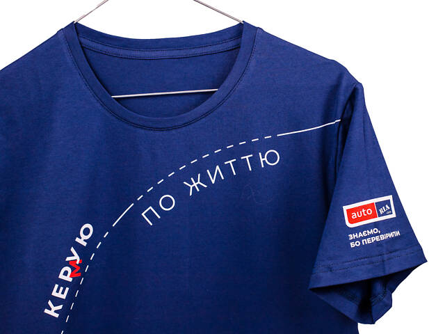 Футболка синяя “Кер(м)ую по життю”, XS размер - Фото 2