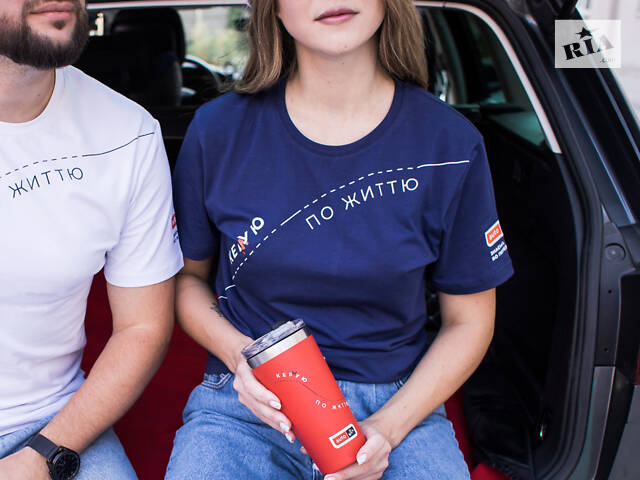 Футболка синяя “Кер(м)ую по життю”, XS размер - Фото 3