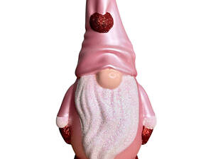 Фигура новогодняя Гном 19436 30 см розовая