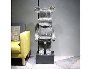 Фигурка Bearbrick серебряного цвета на подставке SUPREME 155 см. Дизайнерская игрушка Беарбрик. Фигурка