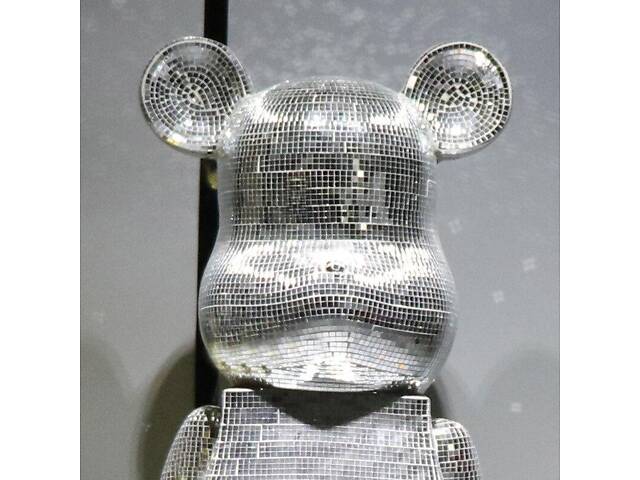 Фігурка Bearbrick срібного кольору на підставці SUPREME 155 см. Іграшка дизайнерська Беарбрик. Фігурка Be@rbrick - Фото 3