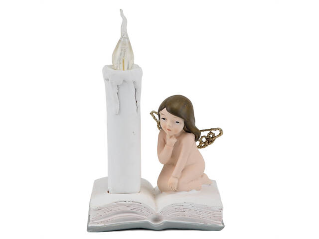 Фігурка декоративна Ангел зі свічкою Lefard AL113225 Рожевий - Фото 1