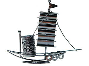 Фігурка техно-арт підставка під ручки No Brand Парусник 17х20х5,5 см Сірий (DN26463)