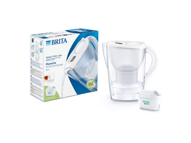 Фільтр-глечик Brita Marella Memo MXPro 2.4л (1.4л води) з фільтр-картриджем, білий (1052789) - Фото 7