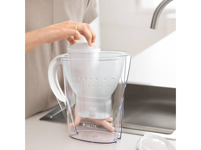 Фільтр-глечик Brita Marella Memo MXPro 2.4л (1.4л води) з фільтр-картриджем 3шт, білий (1052791) - Фото 4