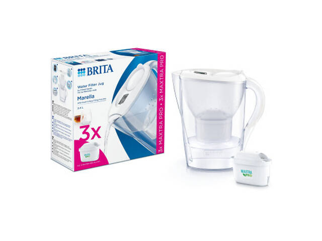 Фільтр-глечик Brita Marella Memo MXPro 2.4л (1.4л води) з фільтр-картриджем 3шт, білий (1052791) - Фото 8