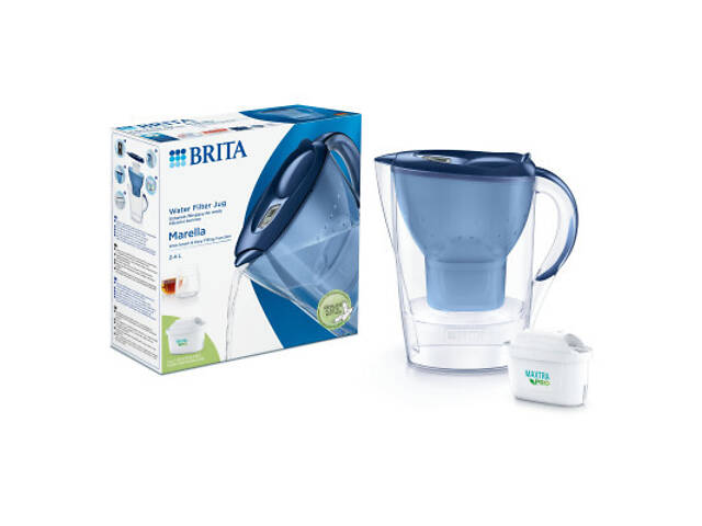 Фильтр-кувшин Brita Marella Memo MXPro 2.4л (1.4л води) з фільтр-картриджем, синій (1052799) - Фото 6
