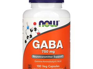 GABA Гамма-Аміномасляна Кислота 750 мг Now Foods 100 вегетаріанських капсул