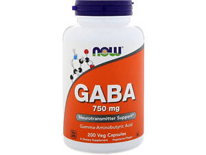GABA (Гамма-Аміномасляна кислота) 750 мг, Now Foods, 200 капсул