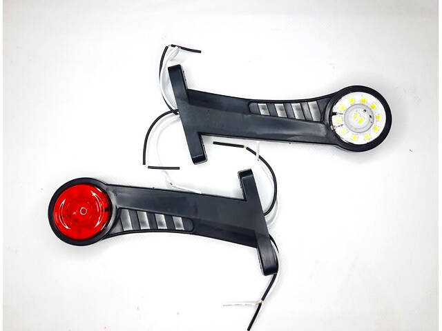 Габаритні ліхтарі 'роги' габарит, білий з червоним, гумовий корпус 12V 180*90*30 - Фото 1