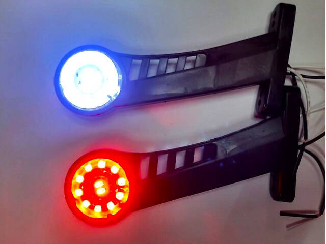 Габаритні ліхтарі 'роги' габарит, білий з червоним, гумовий корпус 12V 180*90*30 - Фото 2