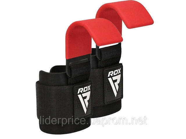 Крюки для тяги на запястья RDX W5 Gym Hook Strap Red Plus, Оригинал! - Фото 1