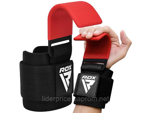 Крюки для тяги на запястья RDX W5 Gym Hook Strap Red Plus, Оригинал! - Фото 3