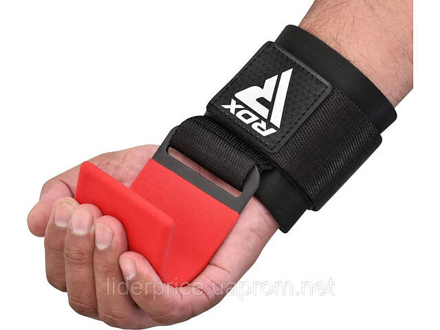Крюки для тяги на запястья RDX W5 Gym Hook Strap Red Plus, Оригинал! - Фото 4
