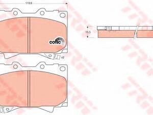 Гальмівні колодки дискові LEXUS - TOYOTA LX 470Landcruiser 100Landcruiser 400Landcruiser 500Lan TRW GDB3197 на LEXUS LX