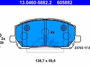 Гальмівнi колодки дисковi Lexus RX300 00-> 13.0460-5882.2