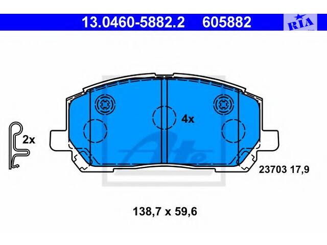 Гальмівнi колодки дисковi Lexus RX300 00-> 13.0460-5882.2