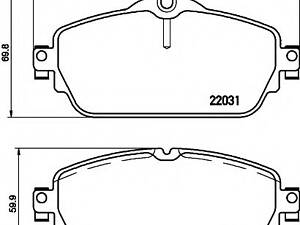 Гальмівні колодки дискові перед. MERCEDES C W205 13- E W213 16- 8DB 355 021-551