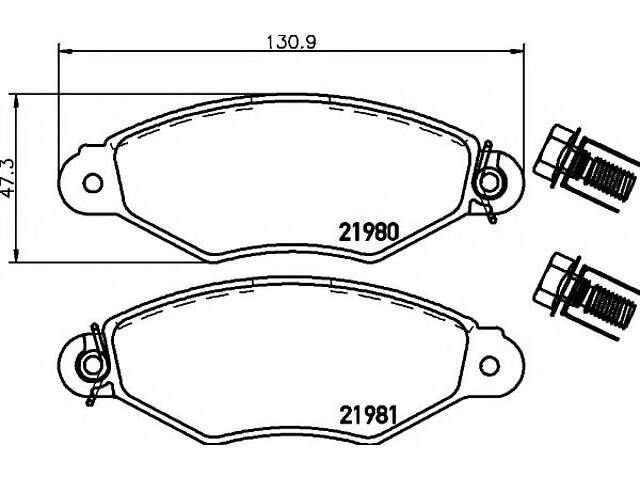 Гальмівні колодки дискові перед. PSA 206/306/Xsara/Renault Kangoo 05.93- 8DB 355 019-311