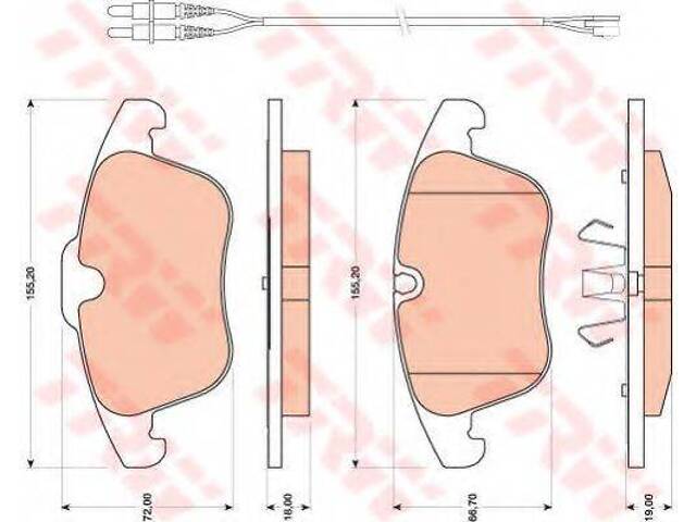 Гальмівні колодки дискові PeugeotCitroen C5508407 08> > F TRW GDB1818 на PEUGEOT 508