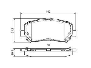 Гальмівні колодки передні BOSCH 0986495405 Jeep Cherokee