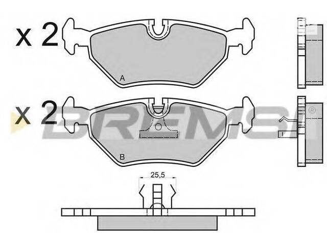 Гальмівні колодки зад. BMW 3(E36, E46)5(E34)7(E32) 86-06 (ATE) (122x45x16) BREMSI BP2415 на BMW 3 седан (E30)