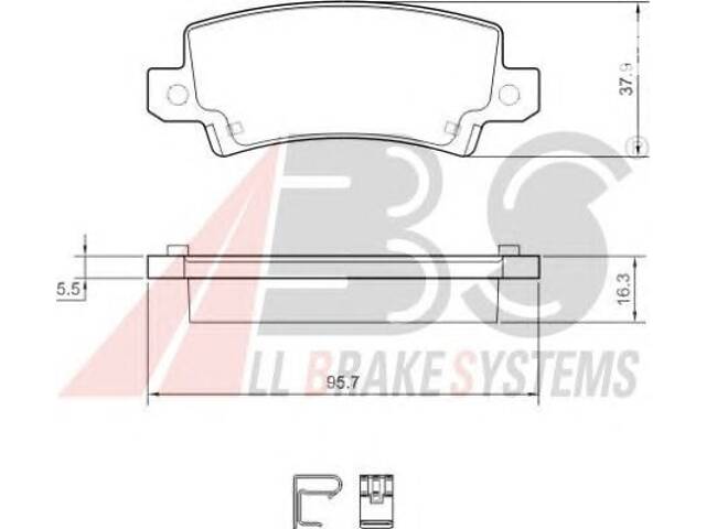 Тормозные колодки зад. Toyota Corolla 00-07 (TRW) (37,9x95,7x16,3)