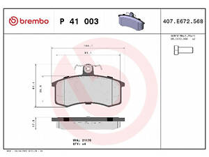 Тормозные колодки передние Seat Cordoba 1993 BREMBO P41003 Datsun on-DO
