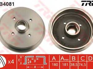 Тормозной барабан AUDI - SEAT - VOLKSWAGEN 5080CoupeArosaCordobaCordoba VarioIbizaToledoDer TRW DB4081 на AUDI 50 (86)