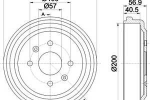 Гальмівний барабан HELLA 8DT355300961 задн. Spark/Aveo/Kalos/Kalos 03-