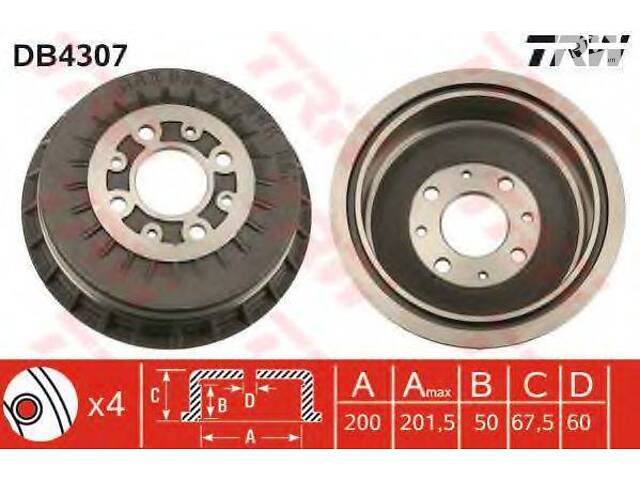 Гальмівний барабан VAZ TRW DB4307 на LADA RIVA (2105)