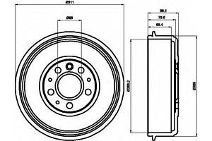 Гальмівний барабан VW T4 90-03 BOSCH 986477046 на VW TRANSPORTER / CARAVELLE Mk IV автобус (70XB, 70XC, 7DB, 7DW)