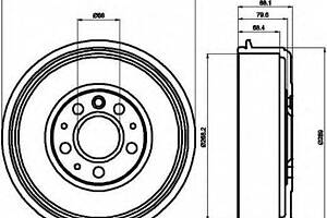 Тормозной барабан VW T4 90-03 BOSCH 986477046 на VW TRANSPORTER/CARAVELLE Mk IV автобус (70XB, 70XC, 7DB, 7DW)