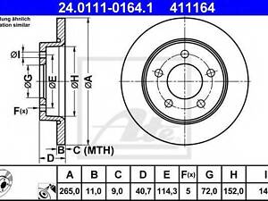 Гальмівний диск ATE 24011101641 на MAZDA 3 седан (BL)