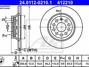 Гальмівний диск ATE 24011202101 на VW JETTA VII SportWagon (BA5)