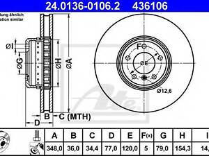 Гальмівний диск ATE 24013601062 на BMW 5 седан (E60)