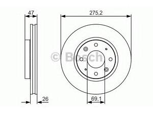 Гальмівний диск BOSCH 0986479S28 на KIA SPECTRA седан (LD)