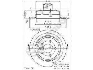 Гальмівний диск BREMBO 08696810 на MERCEDES-BENZ VITO автобус (638)