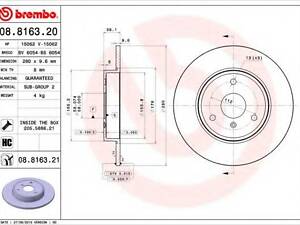 Тормозной диск BREMBO 08816320 на SMART FORTWO купе (451)